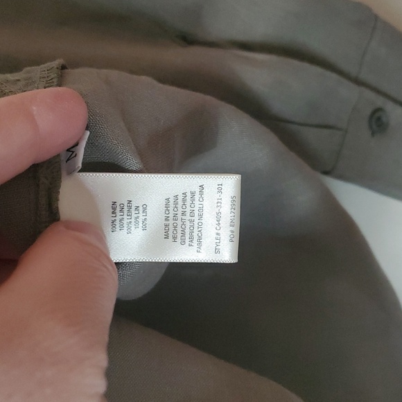 Cloth & Stone Linen Button Down Collared Blouse Top Size Medium Sage Green - Picture 4 of 10